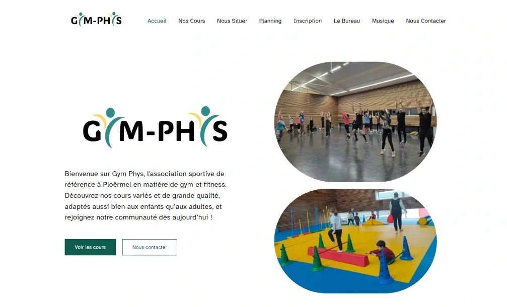 Capture d’écran du site Gym Phys (site vitrine)